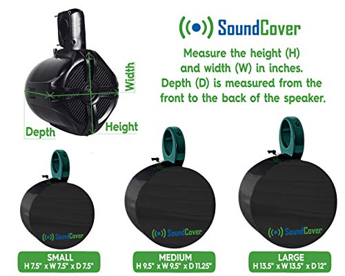 Marine Wakeboard Tower Speaker Covers for 6.5” Round or 6x9” Oval Speakers – 210T Polyester w/ Silver UV Coating – Water-Resistant, Double-Stitched with Drawcord, Drainage Eyelets – Medium (Set of 2) by SoundCover - Image 3