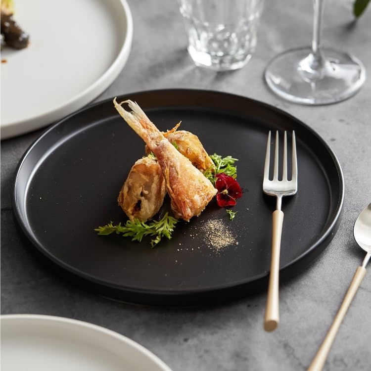 Plato Llano de cerámica Blanca para Restaurante, Plato Llano Occidental, Plato frío, vajilla de Hotel, Bandeja de Cena (Blanco, 27 cm)