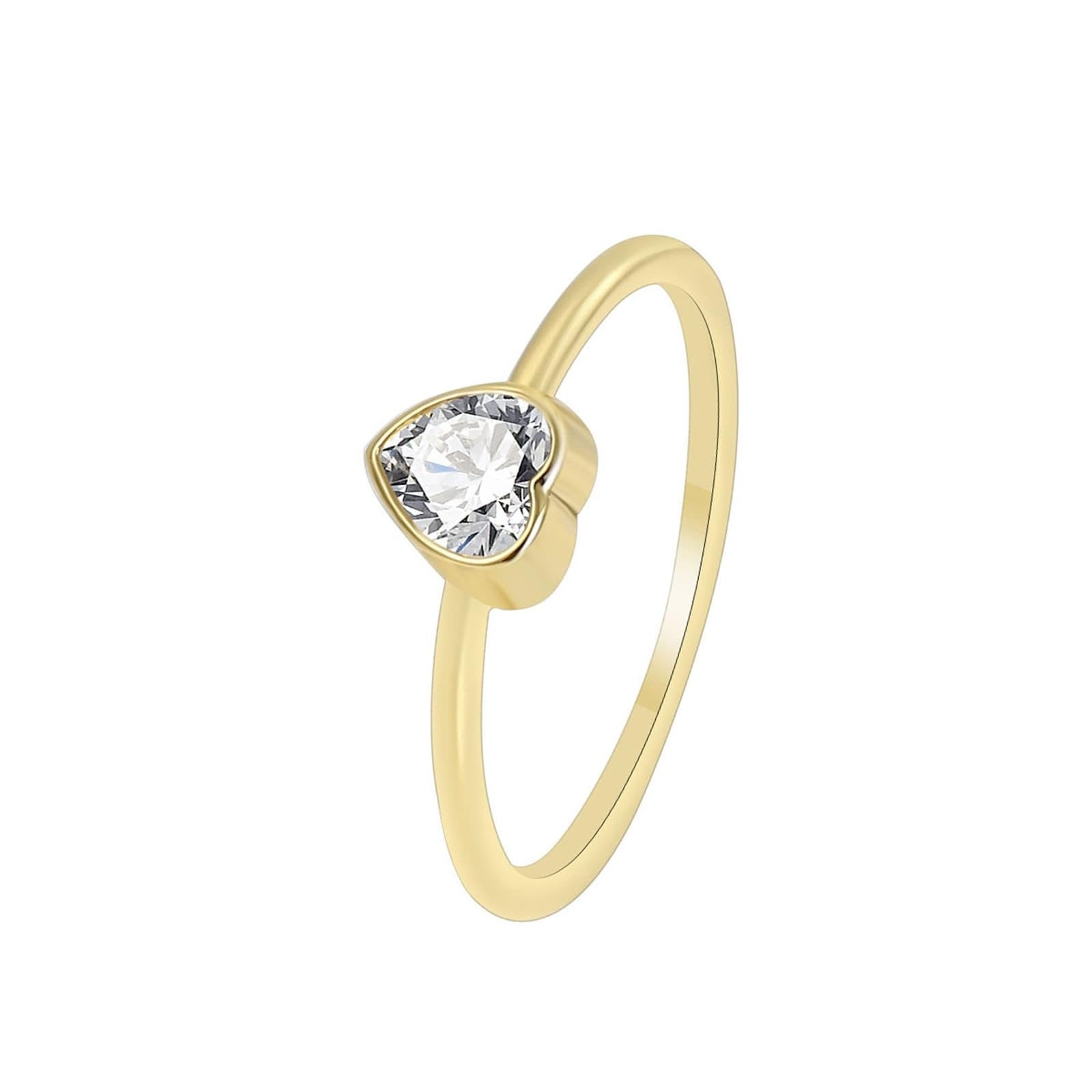 9 Karat/14 Karat/18 Karat Gelbgold Partnerringe Moissanit Weiß, Promise Ring Herz