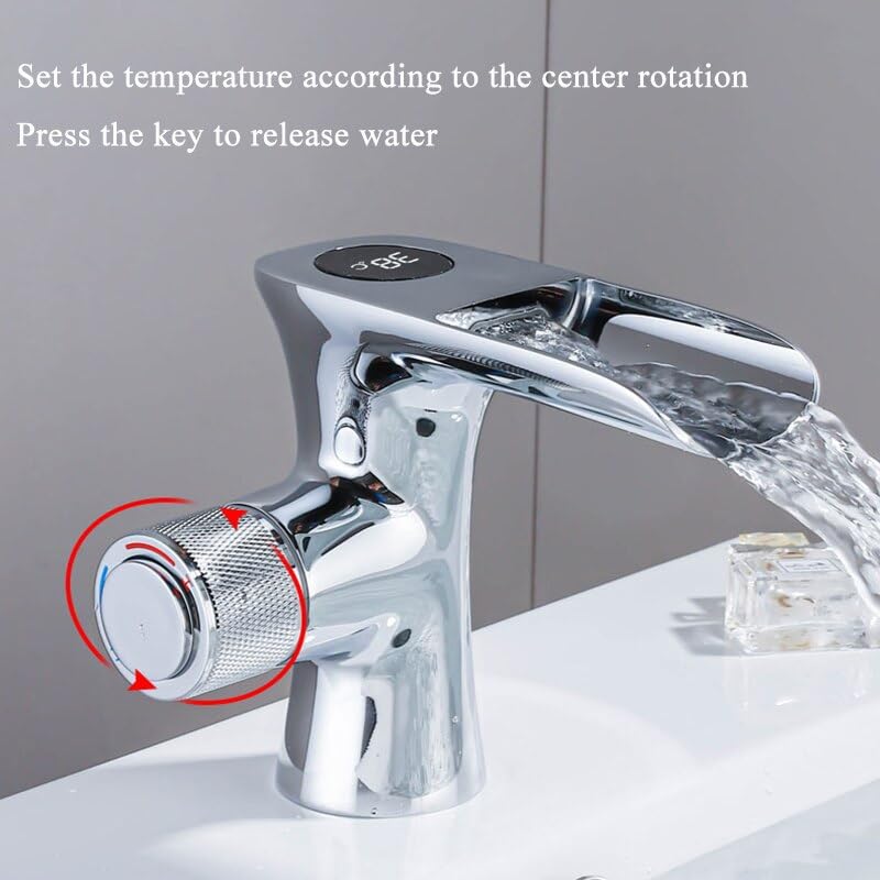 Robinet thermostatique avec affichage de température pour vasque et bain