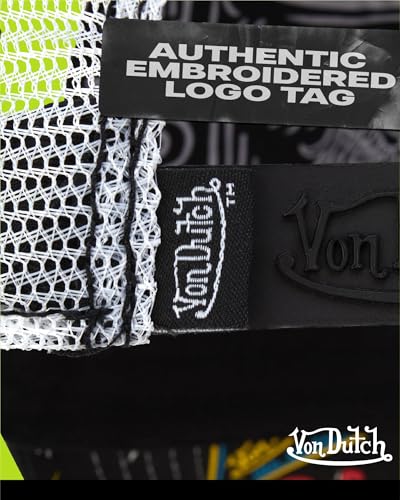 Image of Von Dutch Monogram Trucker Cap - Retro Snapback Cap for Men and Women - Adjustable Snap Fit Panel, Mesh Rear, Curved Bill