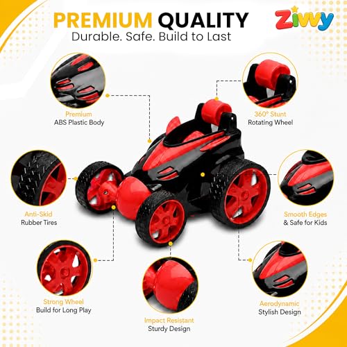 Image of Red 360 Rotating & Rolling Stunt Car Toy | Spin, Stunt, Flip Functions | Remote Control Stunt Car Toy for Kids | Toys for Boys 7-14 Years | Birthday Gift for Kids