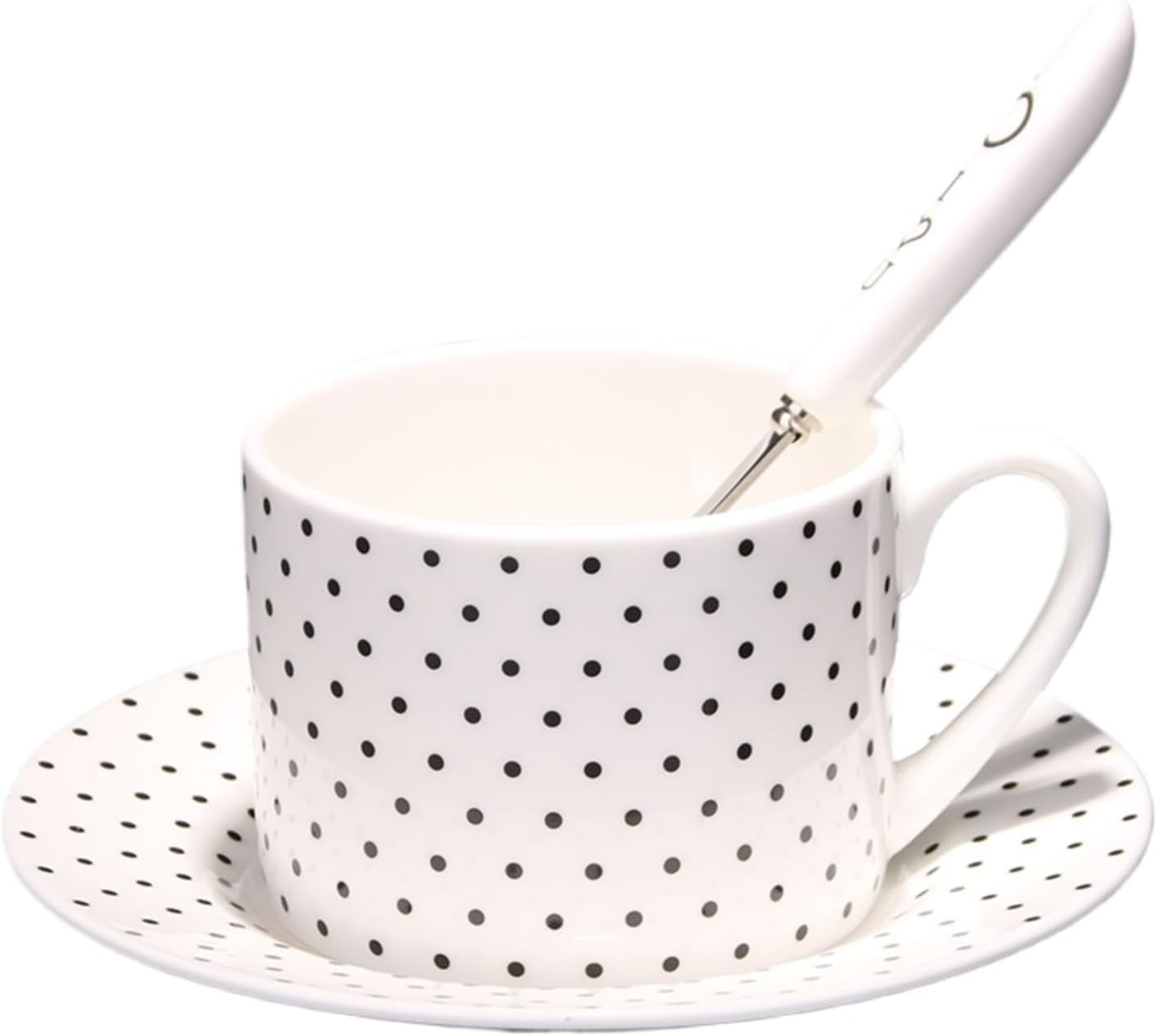 Tazza da caffè Geometrica Creativa, Semplice, Leggera, di Lusso, per Ufficio E Casa, in Ceramica, Set da tè Pomeridiano con Piattino., Dotting