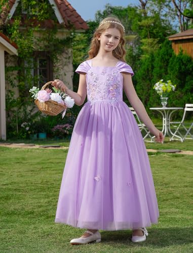Flower Girl Sparkly Wedding Maxi Dress Butterfly Sequins Junior Bridesmaid Formal Dress Tween Pageant Communion Gown4