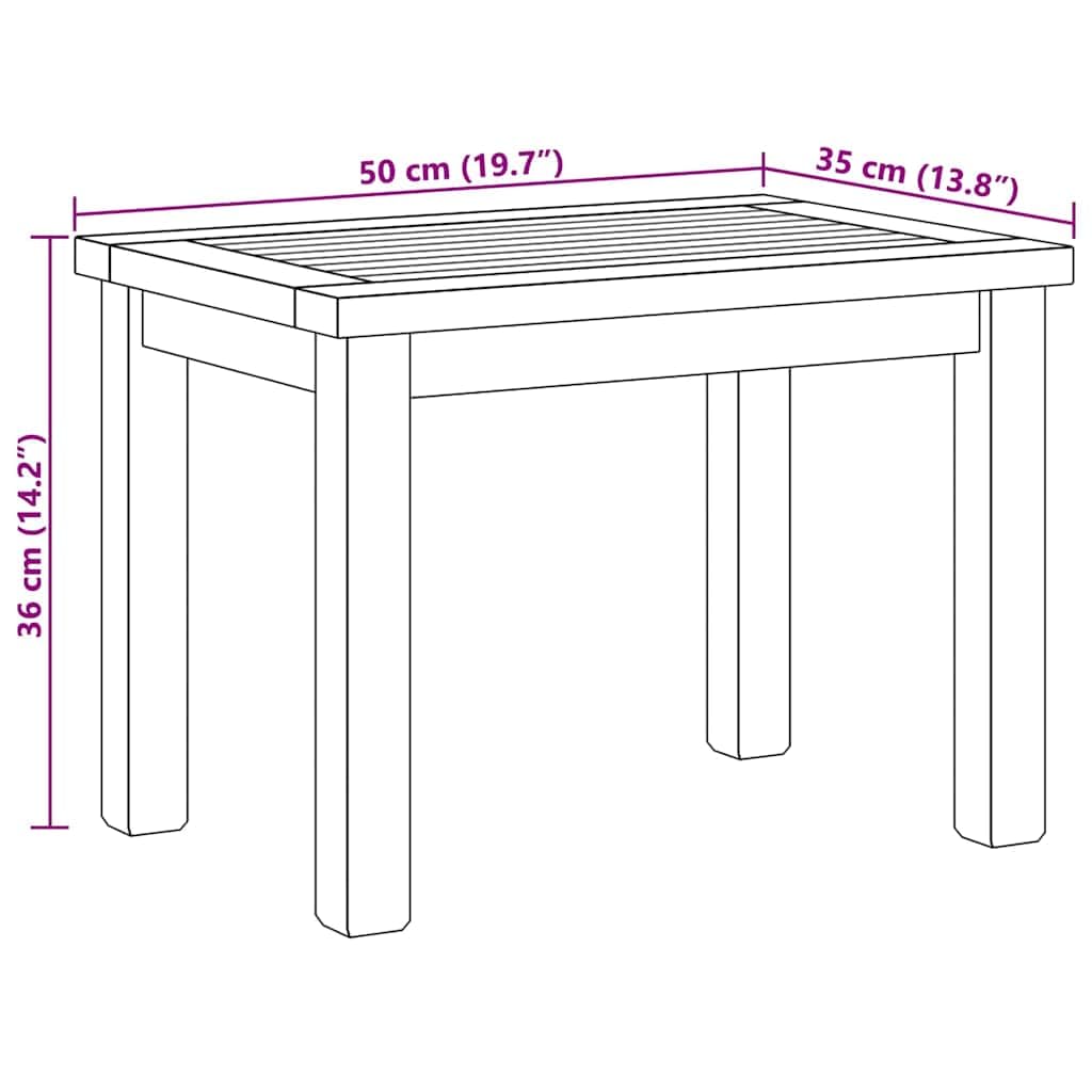 vidaXL Couchtisch Braun 50 x 35 x 36 cm Massivholz Teak, Garten und Terrasse, moderner Couchtisch, Outdoor-Möbel aus Teakholz, zeitgemäßes Wohnen