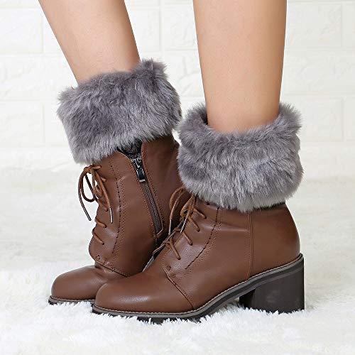Image of Women Winter Faux Fur Boot Cuff Crochet Knit Boots Socks Short Leg Warmers