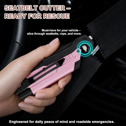 Image of ALBATROSS Pink 6-in-1 Folding Pocket Car Knife for Women, 3.5 inch Blade