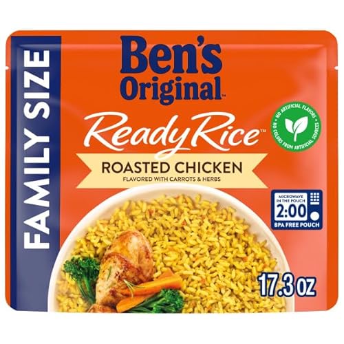 BEN'S ORIGINAL READY RICE Roasted Chicken Flavored Family Size Rice, Easy Dinner Side, 17.3 oz Pouch (Pack of 6) image 3
