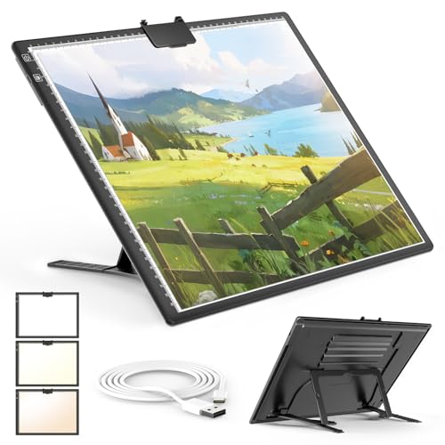 A3 Light Board Diamond Painting Rechargeable Battery Light Box Tracing Diamond Art Light Board with Stand and Clip for Drawing Sketching Animation