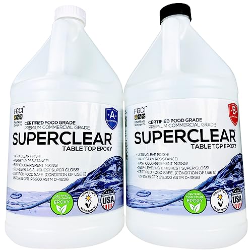 Superclear Table Top Epoxy Resin, 2 Gallon Epoxy Kit Certified Food