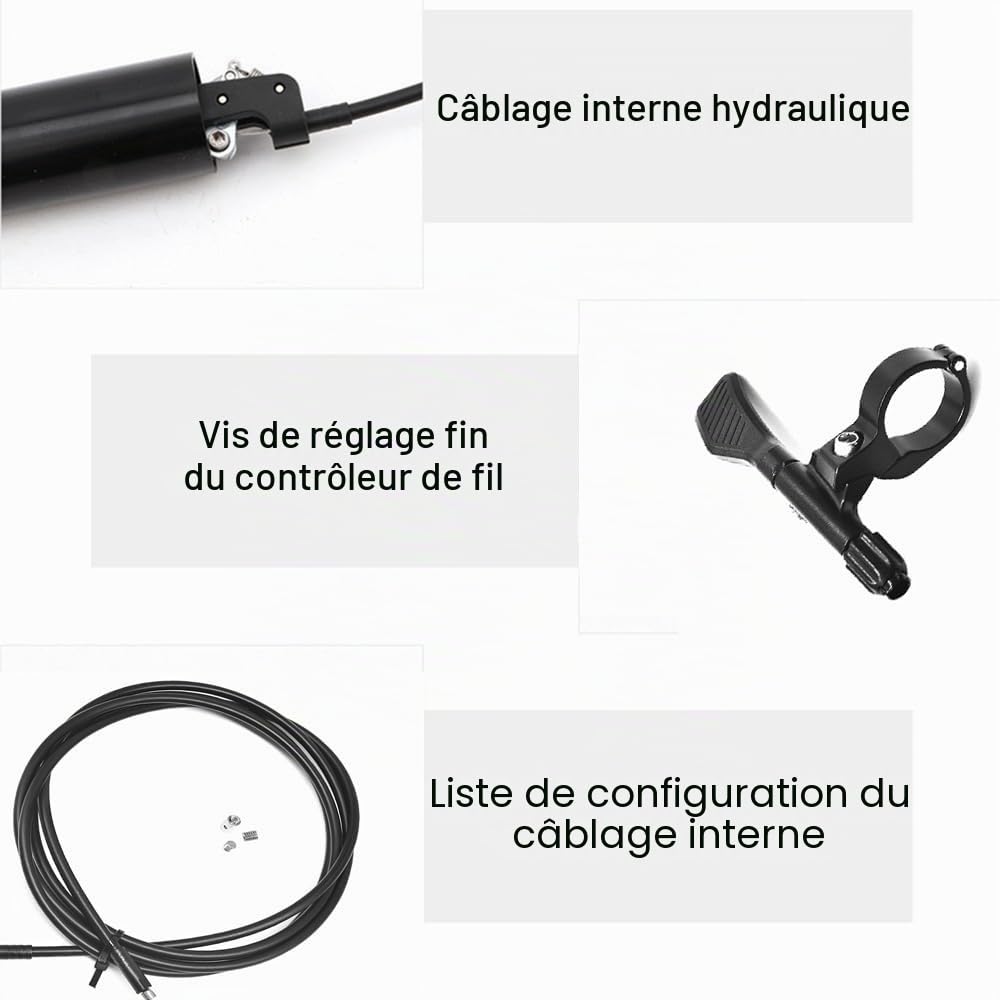 Tige de Selle VTT, Tube de Selle Hydraulique Tige de Selle À Hauteur Réglable Suspension de Vélo Tige de Selle Câble de Commande Manuelle pour VTT Route Vélo