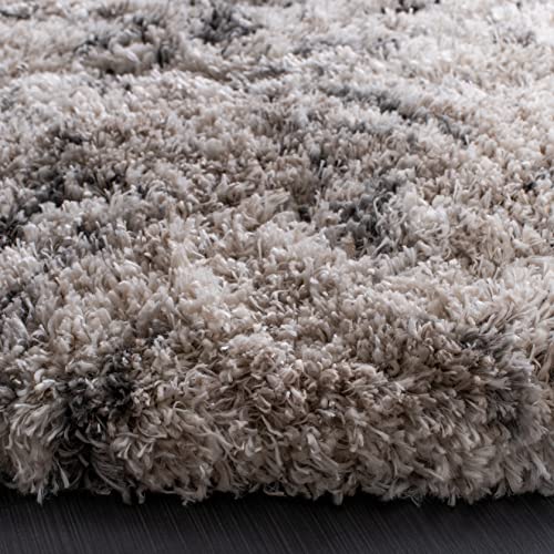 Tapete redondo 4' SAFAVIEH Island Shag crema y gris miniatura 3