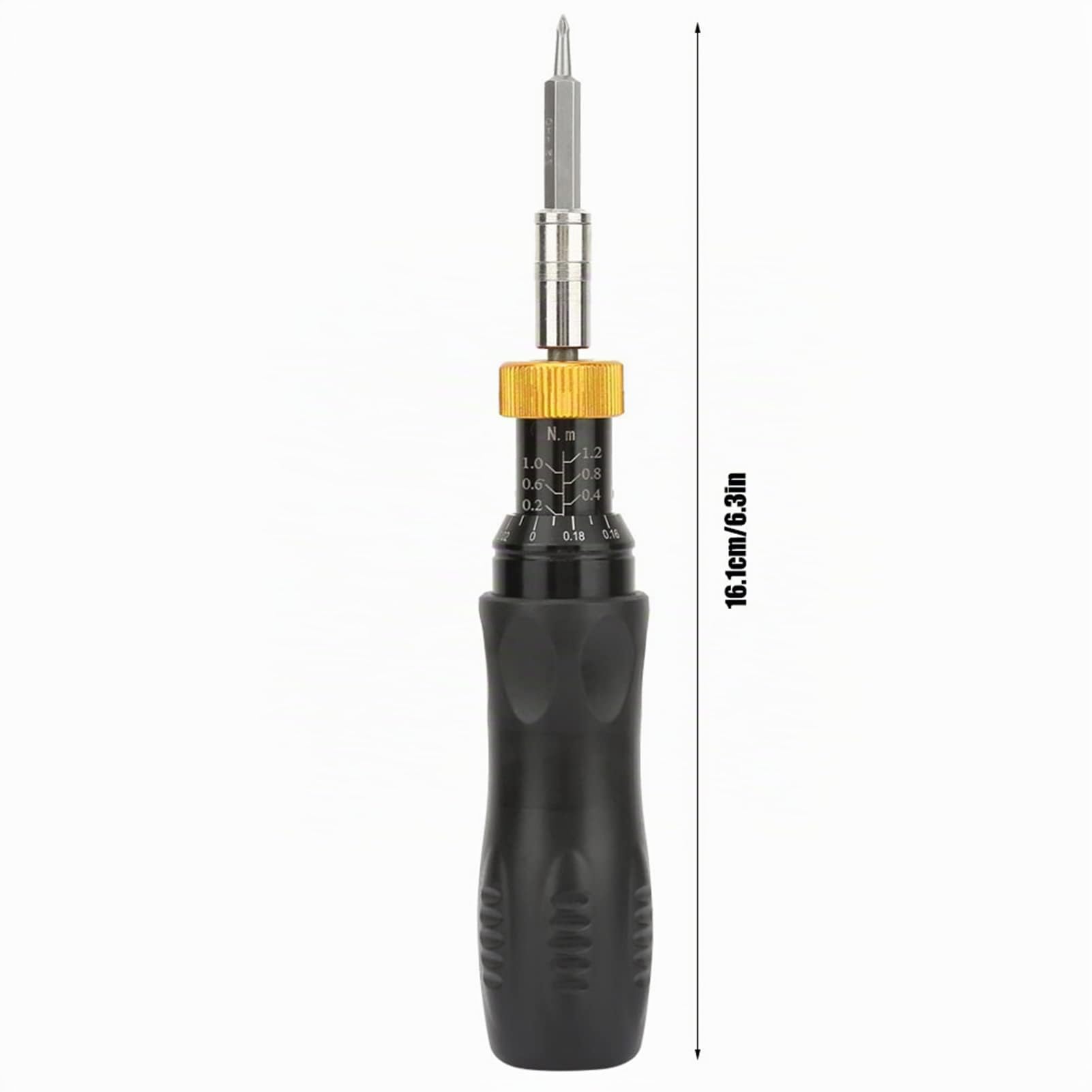 RTD Destornillador Dinamométrico Precisión 0.2-1.2 Nm Ajustable División 0.02 Nm Hexagonal 16.1 cm con 2 Brocas para Placas de Circuito Modelo RTD-1.2