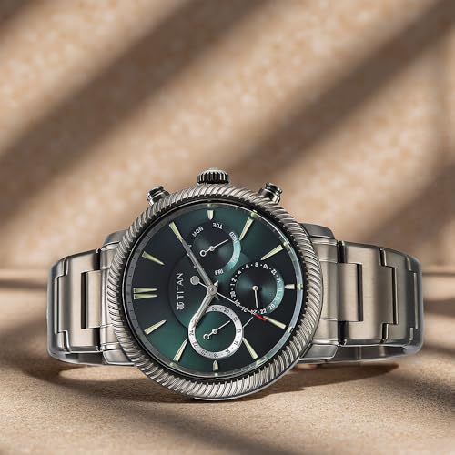 Titan Regalia Stellar Quartz Green Dial Men's Watch Grey - Image 4