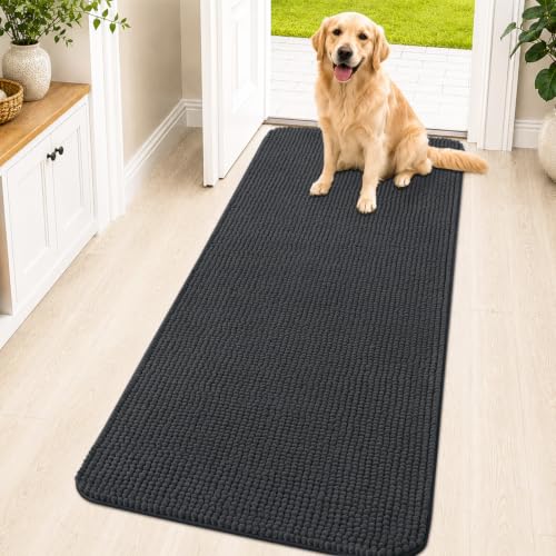 Image of OLANLY Dog Door Mat for Muddy Paws 59x24, Absorbent Chenille Mud Doormat