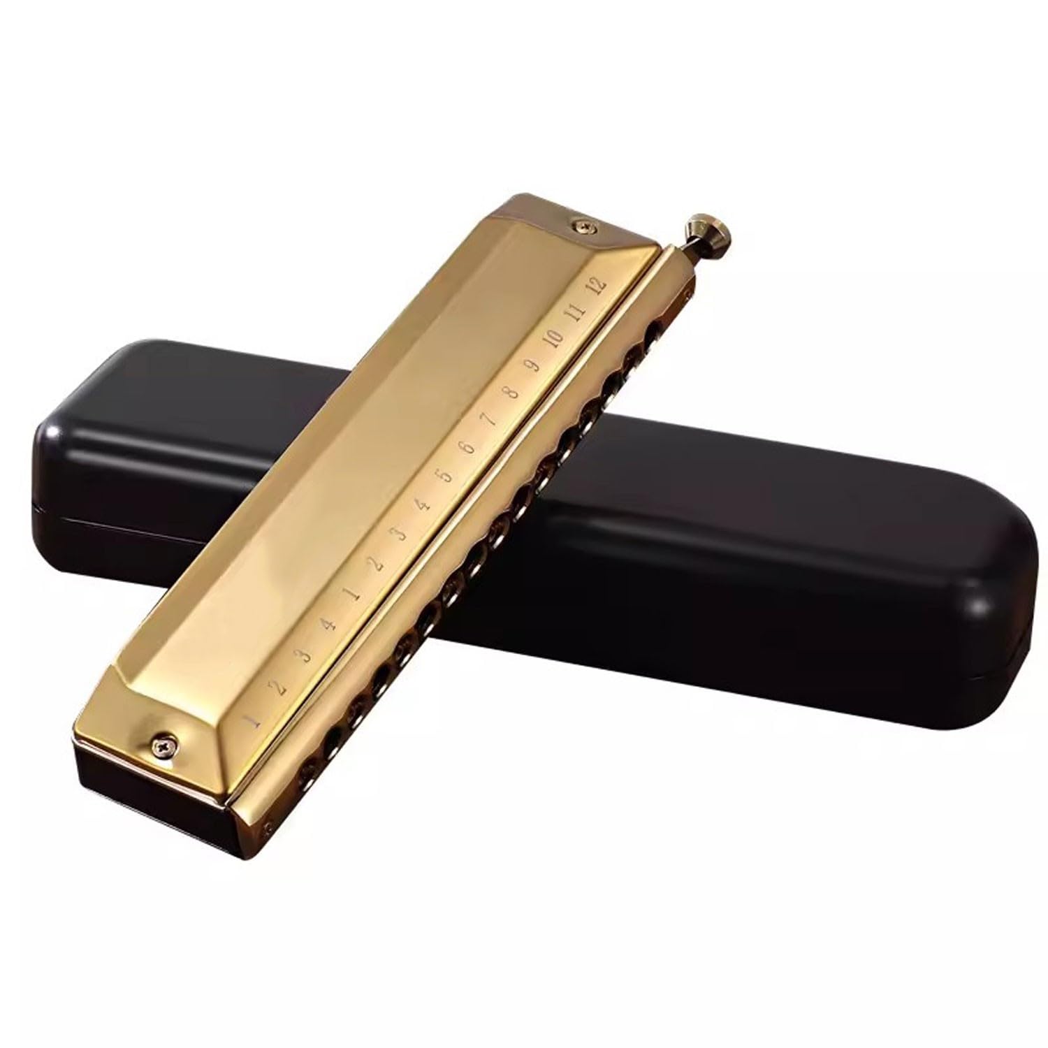 BBAUER armonica a bocca armonica cromatica Armonica a scala cromatica C 12 fori 16 fori, adatta a studenti, adulti e principianti(Color:2,Size:12 Hole)