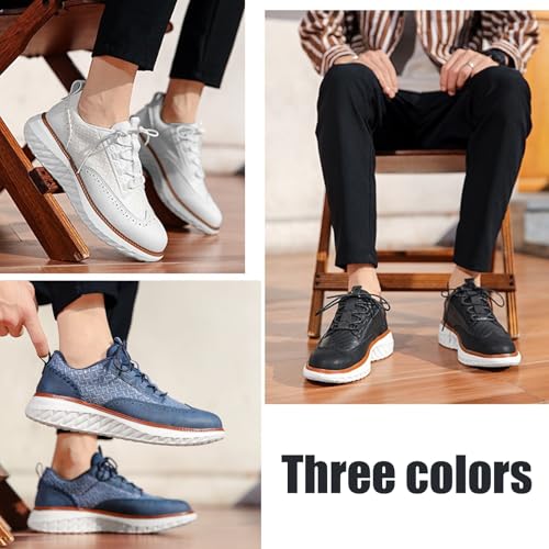 Men's Oxford Ridge Leather Sneakers, Wide Toe Dress Shoes for Men, Business Casual Dress Sneakers Comfort Breathable Lightweight Durability3