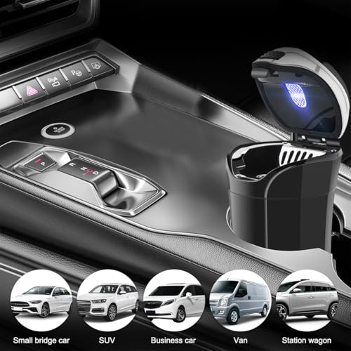 Image of KVAEY Car Ashtray with Lid, Detachable Stainless Auto Ashtray with Removable Cigarette Lighter, Universal Portable Smell Proof Ash Tray for Most Vehicle Cup Holders, Car Accessories (Silver)