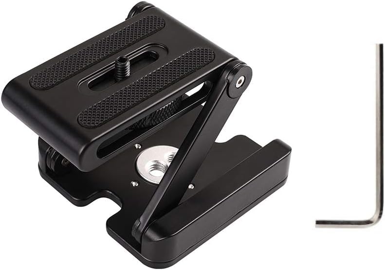 Image of BKN Foldable Z Pan Tilt Tripod Head Quick Release Plate Holder for DSLR Camera Camcorder Photography Accessory - 1 Piece (Black) (Z Plate)