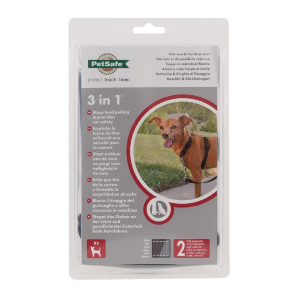 PetSafe 3-in-1 - Pettorina Pettorale per Cani con Attacco Frontale per Guinzaglio, pensata per Passeggiate Controllate - Nero - XS