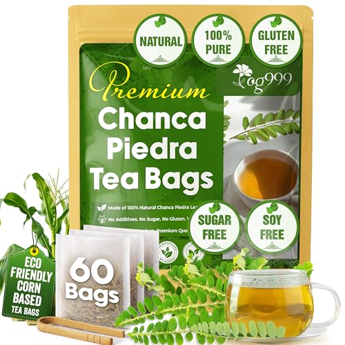 TOG999, Premium 60 Chanca Piedra Leaf Tea Bags, 100% Natural & Pure from Chanca Piedra Leaves. Loose Leaf Chanca Piedra Herbal Tea. Made with Natural Material Tea Bags. No Sugar, No Caffeine, No Gluten, Vegan.