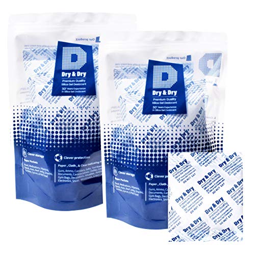 Dry & Dry 50 Gram [20 Packs] Silica Gel Premium Pure & Safe Silica Gel Packs Desiccant Dehumidifiers - Rechargeable Fabric Silica Packets for Moisture Absorber Silica Gel Packets