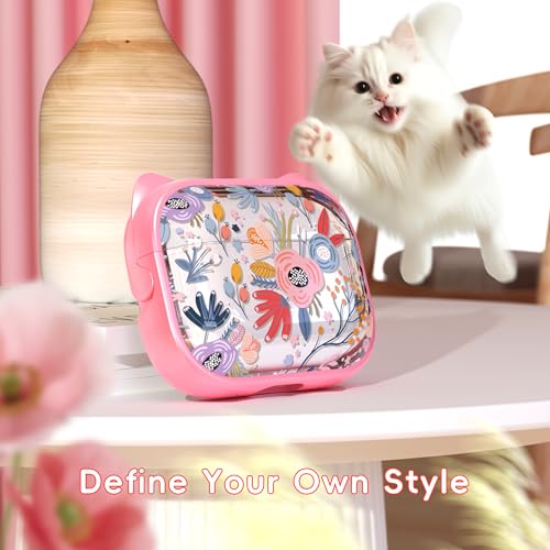 Image of for AirPods Pro 2 Case with Cleaning Kit, Cute Cat Ear Print Design & Cute Buckle for Girls, Phone Holder & Top Safe Lock Buckle Design for AirPods Pro 2nd /1st Gen case, Clear Flowers