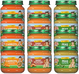 Earth's Best Organic Stage 1 Baby Food, Veggie Jars Variety Pack, 4 oz (Pack of 12)