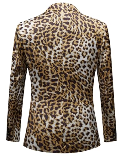 Men's Leopard Grain Blazer One Button Tuxedo Coat Party Dinner Suit Jacket2