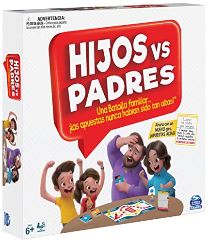 Spin Master Games - Juego DE Mesa Hijos contra Padres: Divertidas Pruebas y Preguntas para Toda la Familia, 2-6 Jugadores - 6065093 - Juegos de Mesa Niños 6 años + - Regalo Niño 6 años +