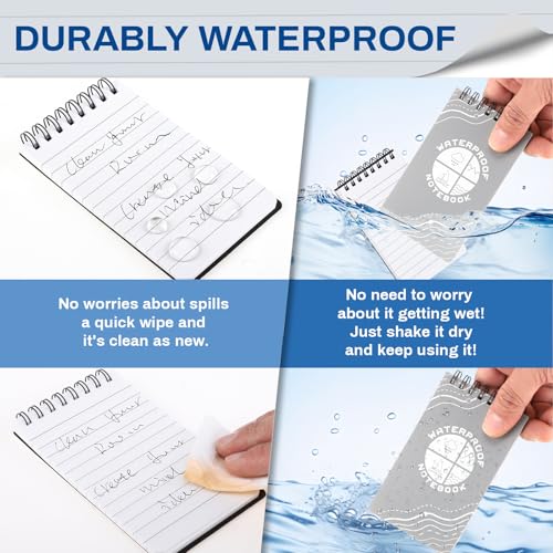 Carnets de poche Thboxes imperméables 12,7 x 7,6 cm lot de 6 blocs à spirale pour note extérieure
