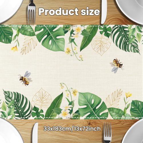 Chemin de table lin Monstera lavable pour protéger et embellir votre table