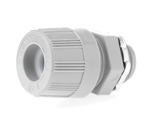 Woodhead Empuñadura de alivio de tensión de cable 5536W, junta tórica, contratuerca, macho recto, sello de cable Max-Loc, tamaño de rosca NPT de 34