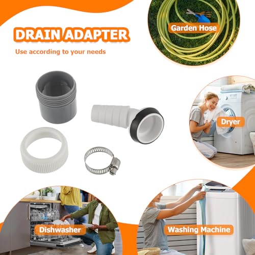 HUAREW Waschmaschine Abfluss Adapter DN 40 für den Geschirrspüler, Trockner, Waschmaschine, Winkel Waschinenanschluss mit Eingangsstutzen von 18-24 mm und Abgang 40mm Rohr mit Schlauchschelle