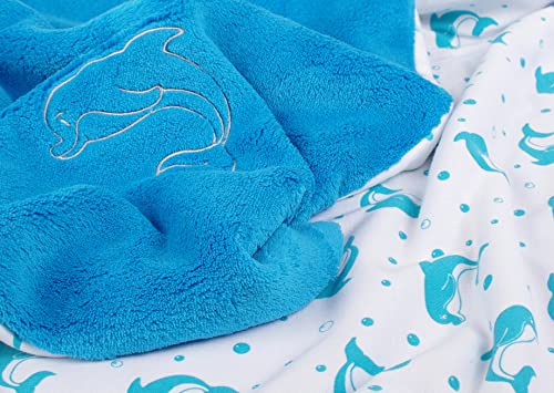 Kaarsgaren Manta para cochecito de bebé, manta ligera para bebé, manta ventilada de doble capa (Aqua Delfin, 70 x 100 cm) Cover
