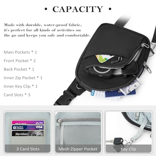 TOPEAST Anti Theft Crossbody Bag for Women Men, Small Sling Bag Crossbody Bags for Women Travel Sport Hiking Workout4