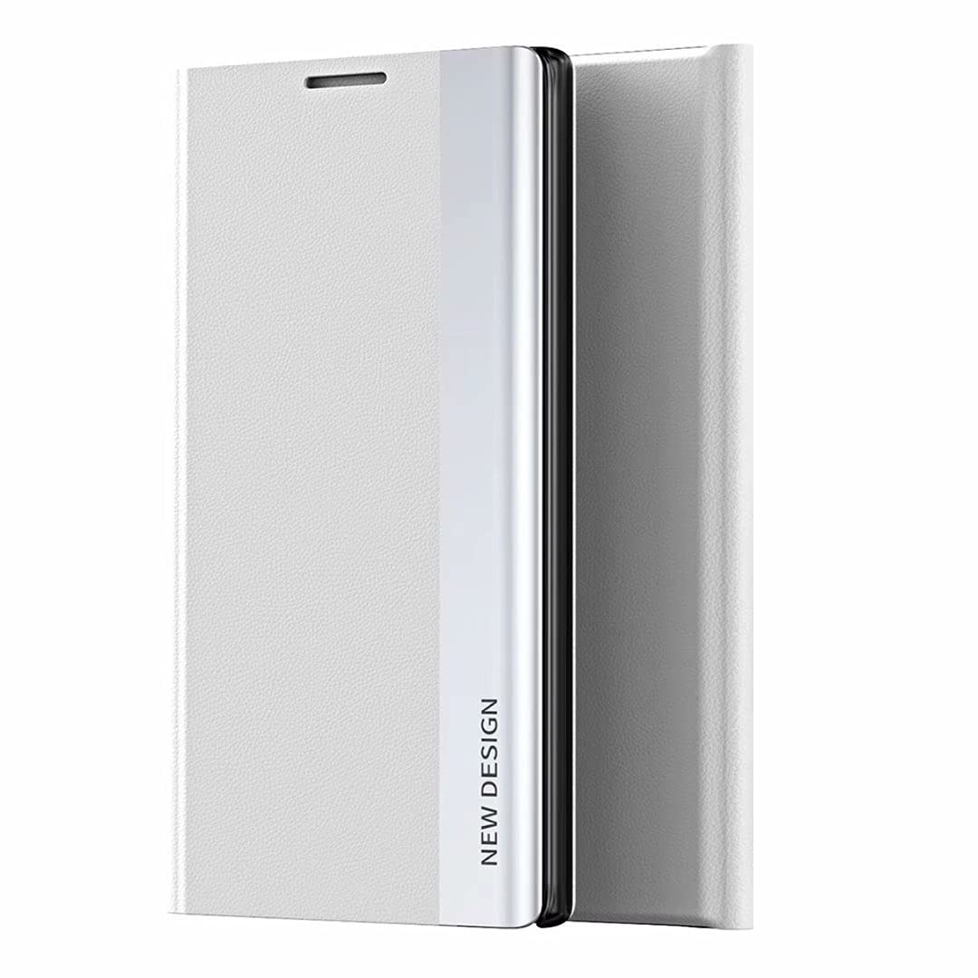 Custodia per Xiaomi Redmi Note 10 5G Smart Flip Cover con finestra laterale in TPU antiurto Argento