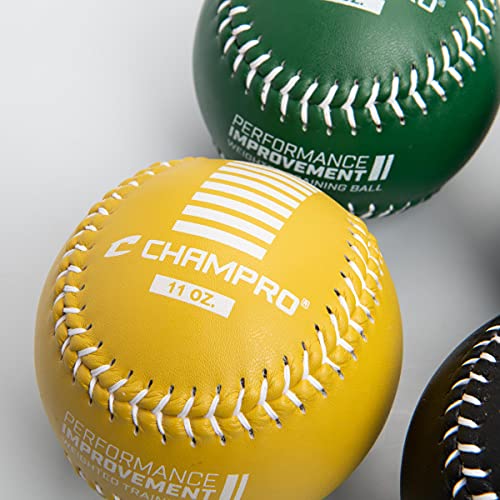 Champro Training Softballs, Set Of 4 (Green/Yellow/Black/Blue, 12-Inch) #TOP2
