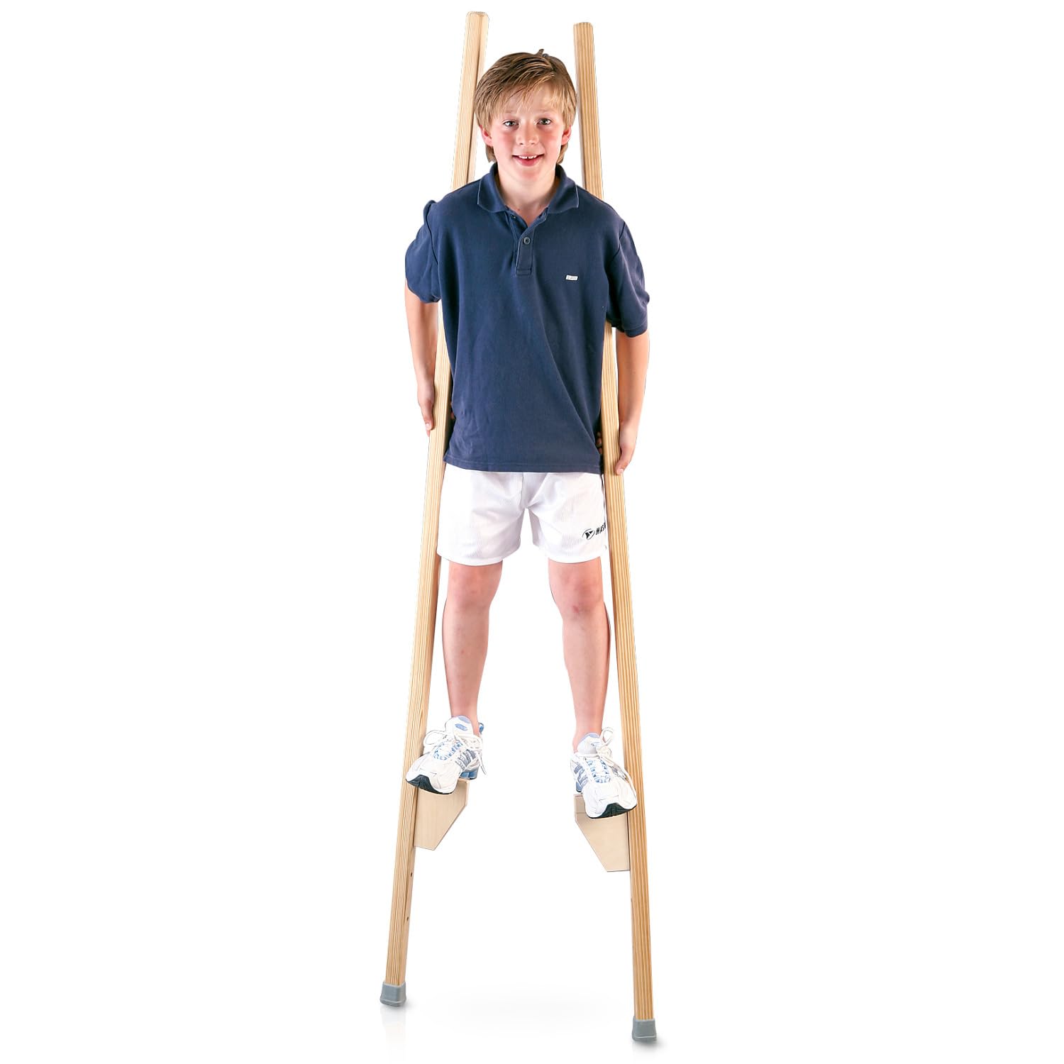 Sport-Thieme Stelzen | Kinderstelzen aus Massivholz | Höhenverstellbar bis 51 cm | Mit Gummikappen | Belastbar bis 90 kg | Ab 4 Jahren | Markenqualität