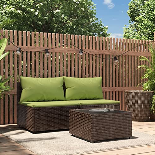 DYRJDJWIDHW Sillon Cama,Sofa 3 plazas,Sofas de Salon 3 plazas,Set Muebles de jardín 3 Piezas y Cojines ratán sintético marrónAdecuado para salón, Dormitorio