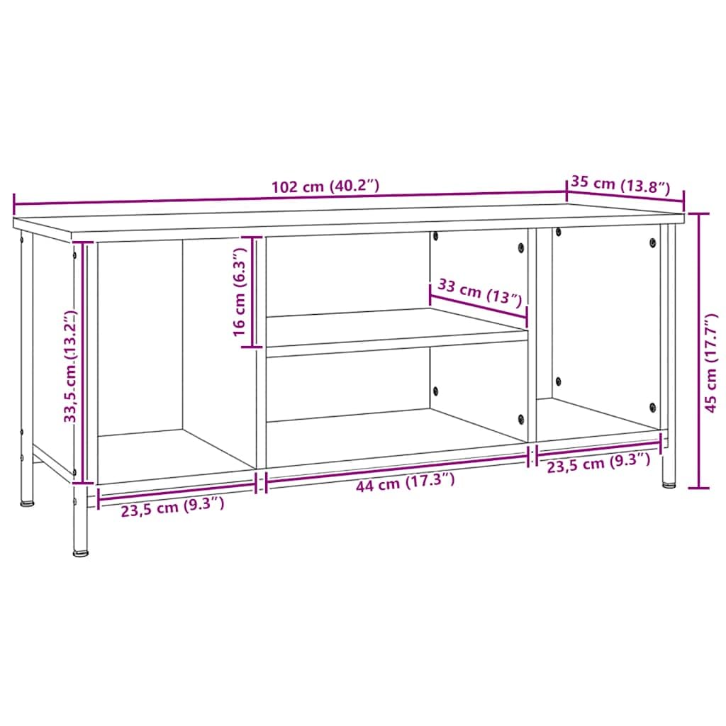 vidaXL Mobile Porta TV Rovere Sonoma 102x35x45 cm in Legno Multistrato, mobiletto, mobiletto HiFi, mobile per dispositivi multimediali, supporto TV