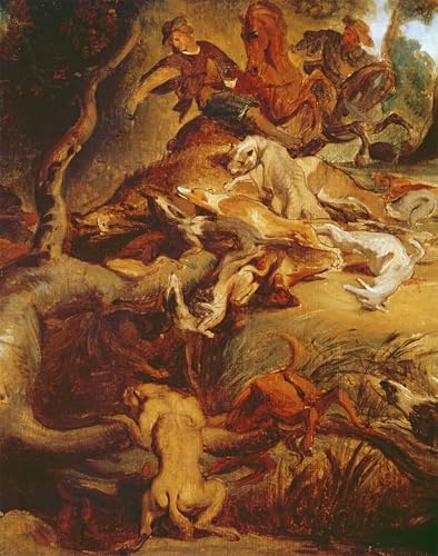 Affiche décorative chasse au sanglier Delacroix poster graffiti art mural 60x90