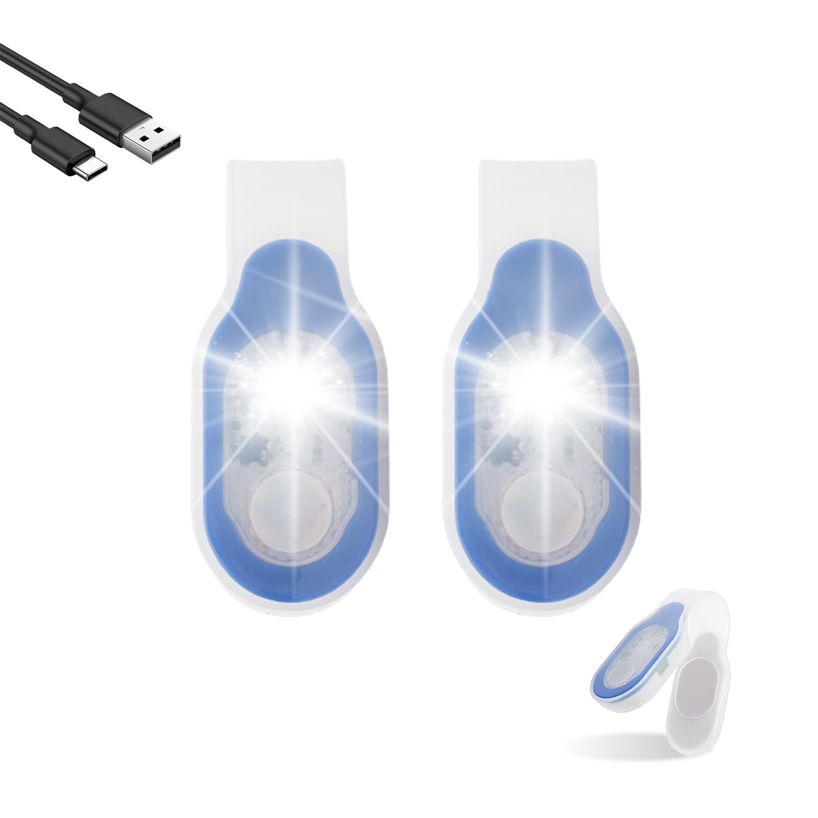 Yuragim LED Clip Light USB Rechargeable, Pack of 2 Nursing Night Light Clip on Torch Magnetic Small Headlamp 3 Modes Care Accessories for Night Shift Nurse, Running, Jogging, Camping