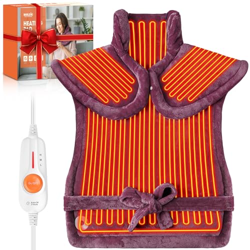 Image of Boileau Electric Heating Pad for Back Pain Relief, Birthday Gifts for Women Men Mom Dad Elderly, Self Care Gifts for Him Her Wife Husband, Neck Shoulder Back Pain Relief 24 inchx33 inch Large Heating Heat Pad