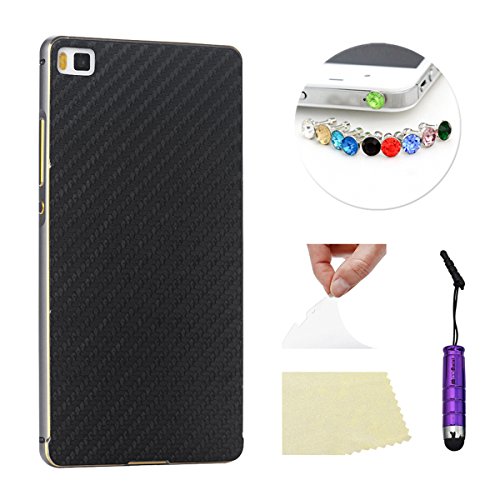 De ion de litio para funda de piel con tapa Huawei Ascend P8, Moonmini® magnética con función de 2-readers y móviles-1 recubierto de caucho funda Tipo Cartera para sintética diseño de patrón de tela de piel sintética para cartucho de tinta negra con estructura de aluminio con bordes de aluminio cristal brillantes con forma de diseño de la bandera de diseño de + funda de piel con tapa de ion de litio para Huawei Ascend P8 - de boleto dorado de, compatible con Huawei Ascend P8, color Gris