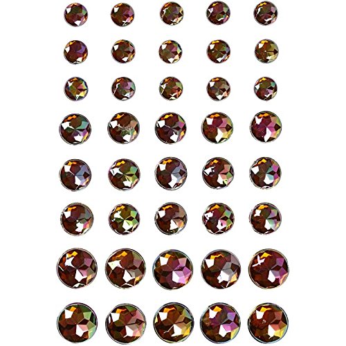 Rhinestones, size 6+8+10 mm, brown, 40 asstd
