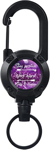 Llavero retráctil con cita inspiradora, soporte de identificación retráctil, soporte de identificación multiherramienta para hombres y mujeres Cita