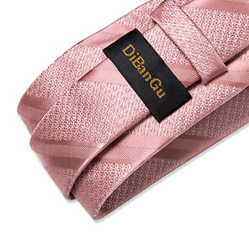 Image of DiBanGu Mens Striped Tie Silk Woven Necktie and Pocket Square Cufflinks Tie Clip Set Wedding Business Formal Gift Tie for Men