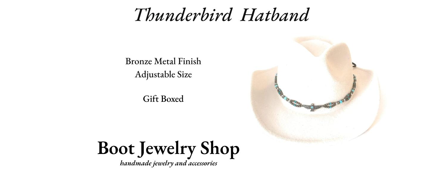 Amazon.com: Thunderbird Cowboy Hatband Turquoise Bead Bronze 