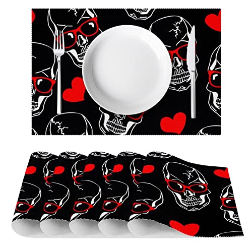 Set de table tête de mort lavable et antidérapant pour table basse et cuisine
